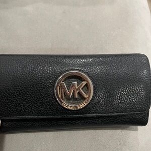 Michael Kors Black Wallet with Gold Emblem